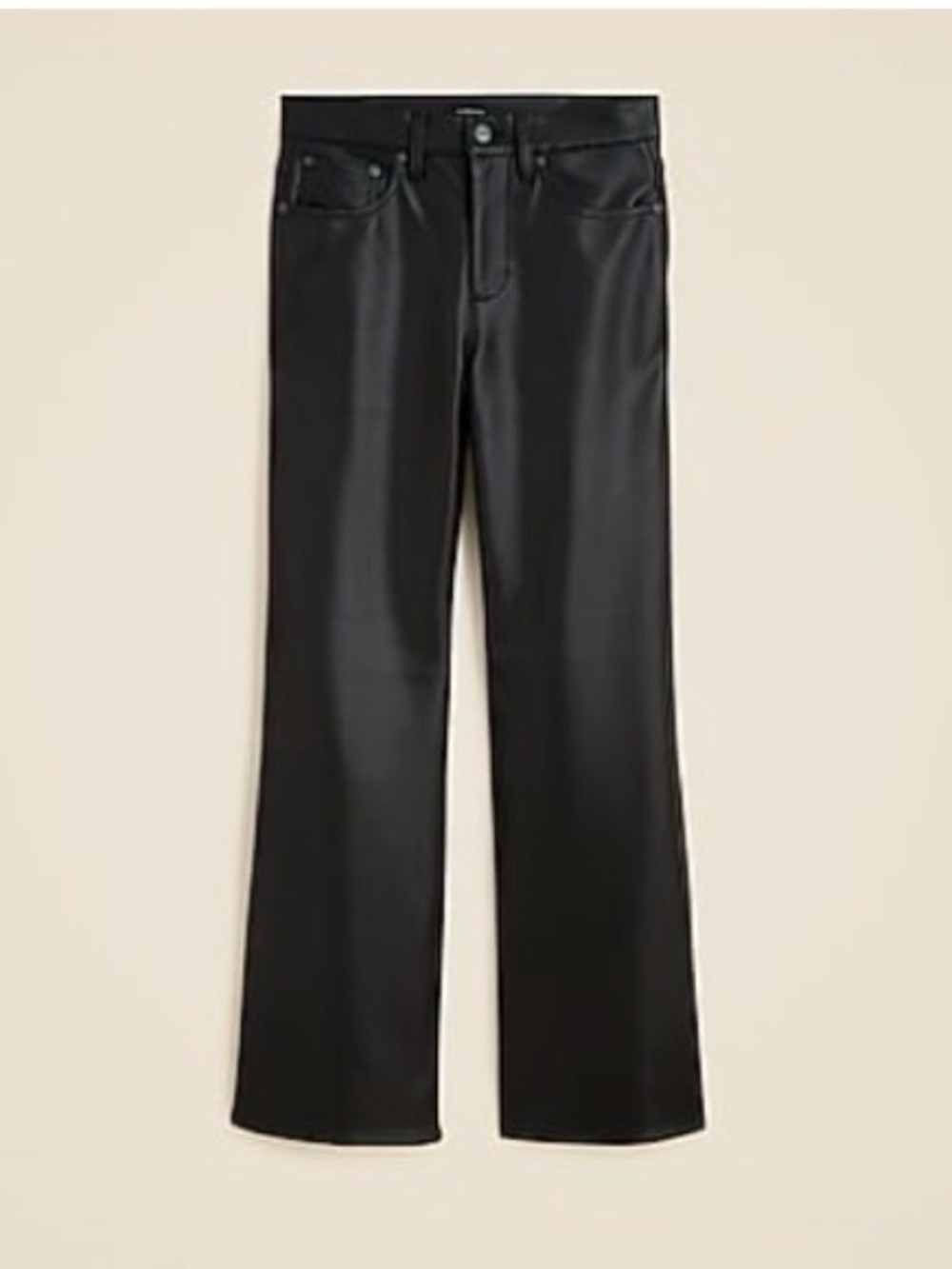 J. Crew Charlie Kickout Cropped Faux Leather- Black Faux Leather Flare Pants